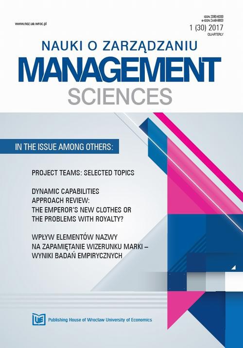 Okładka książki o tytule: Nauki o Zarządzaniu. Management Sciences 2017 1(30)