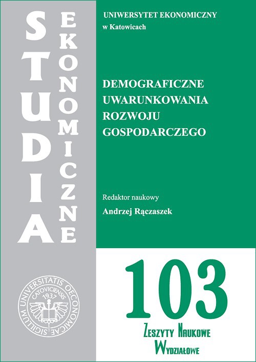 Okładka książki o tytule: Demograficzne uwarunkowania rozwoju gospodarczego. SE 103