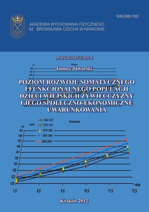 Okładka książki o tytule: Poziom rozwoju somatycznego i funkcjonalnego populacji populacji dzieci wiejskich Żywiecczyzny i jego społeczno - ekonomiczne uwarunkowania