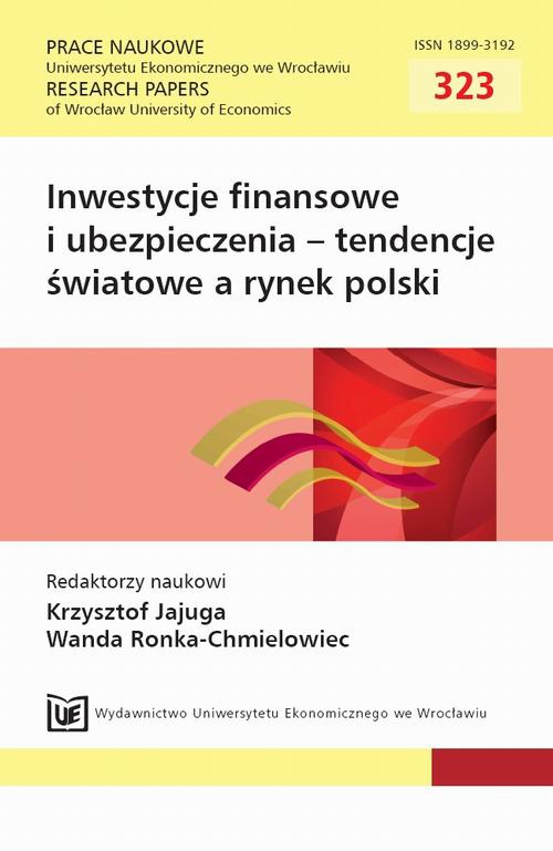 The cover of the book titled: Inwestycje finansowe i ubezpieczenia – tendencje światowe a rynek polski. PN 323