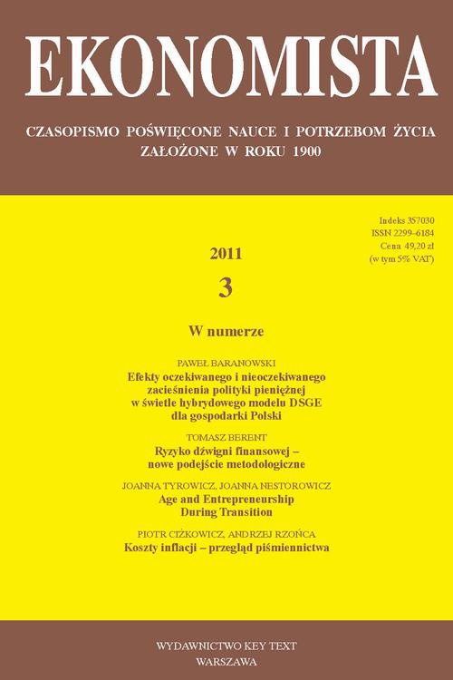 The cover of the book titled: Ekonomista 2011 nr 3