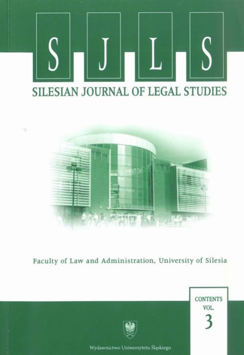 Okładka książki o tytule: „Silesian Journal of Legal Studies”. Contents Vol. 3