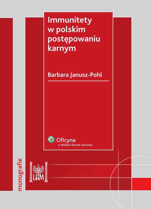 Обложка книги под заглавием:Immunitety w polskim postępowaniu karnym