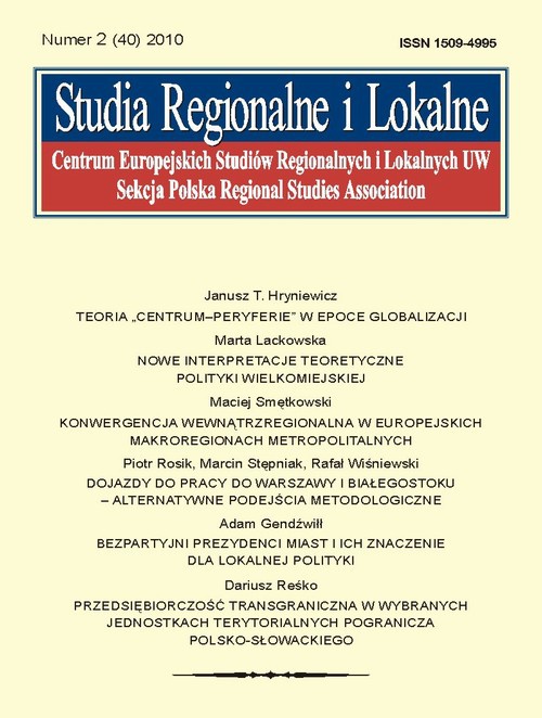 Okładka książki o tytule: Studia Regionalne i Lokalne nr 2(40)/2010