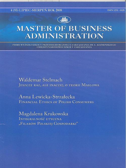 Okładka książki o tytule: Master of Business Administration - 2008 - 4