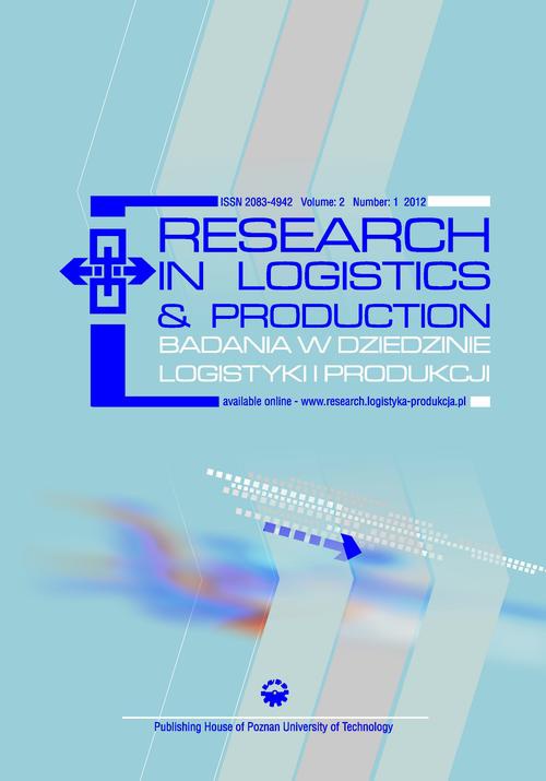 Okładka książki o tytule: Research in Logistics & Production - Badania w dziedzinie logistyki i produkcji, Vol. 2, No. 1, 2012