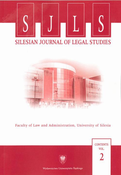 The cover of the book titled: „Silesian Journal of Legal Studies”. Contents Vol. 2