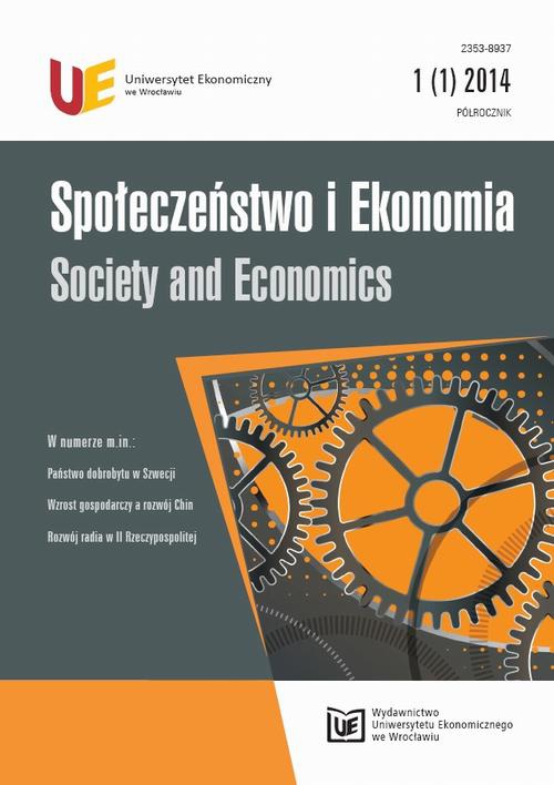 Okładka książki o tytule: Społeczeństwo i Ekonomia 1(1)