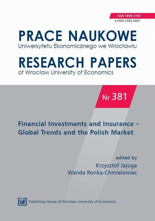 The cover of the book titled: Financial Investments and Insurance – Global Trends and the Polish Market. PN 381