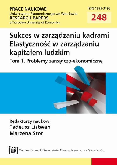The cover of the book titled: Sukces w zarządzaniu kadrami. Elastyczność w zarządzaniu kapitałem ludzkim T.1 Problemy zarządczo-ekonomiczne