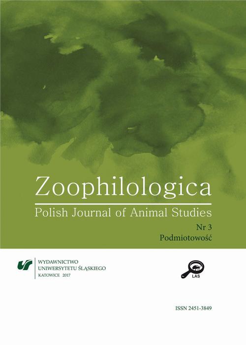 The cover of the book titled: Zoophilologica. Polish Journal of Animal Studies 2017, nr 3: Podmiotowość