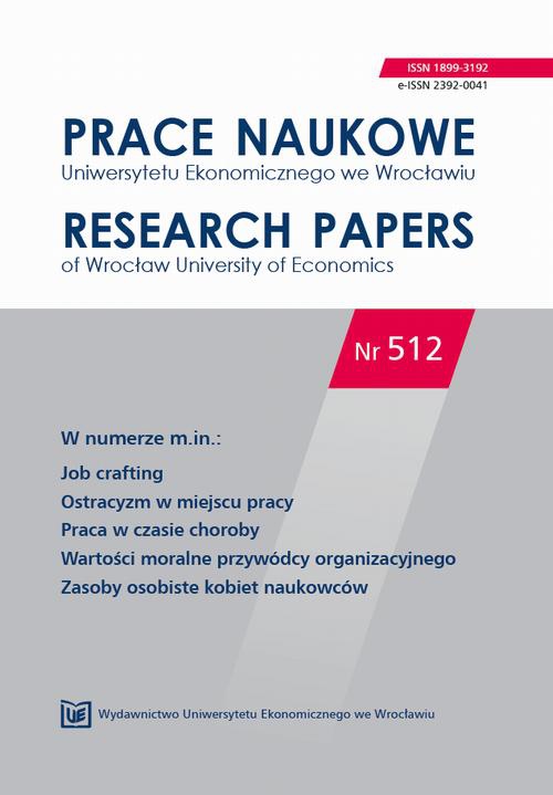 Обложка книги под заглавием:Prace Naukowe Uniwersytetu Ekonomicznego we Wrocławiu nr. 512. Job crafting.