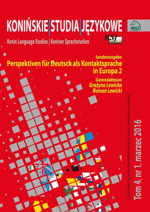 Обложка книги под заглавием:Konińskie Studia Językowe Tom 4, nr 1, marzec 2016