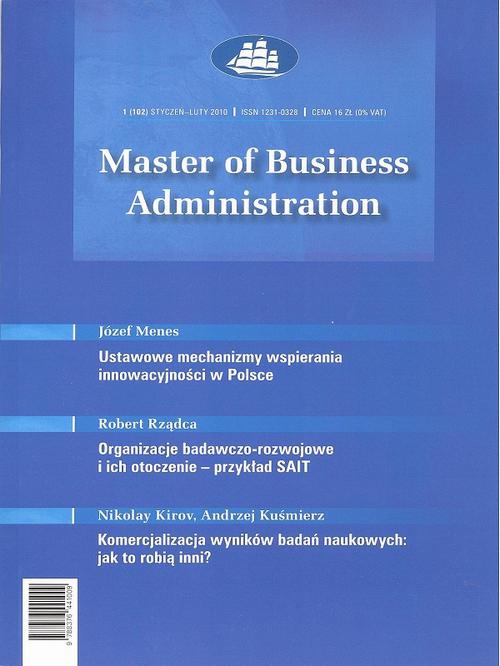 The cover of the book titled: Master of Business Administration - 2010 - 1