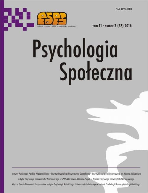 Okładka książki o tytule: Psychologia Społeczna nr 2(37)/2016