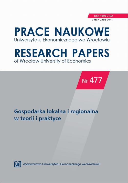 The cover of the book titled: Prace Naukowe Uniwersytetu Ekonomicznego we Wrocławiu nr 477. Gospodarka lokalna i regionalna w teorii i praktyce