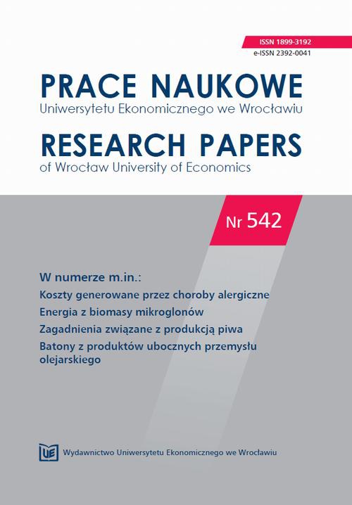 The cover of the book titled: Prace Naukowe Uniwersytetu Ekonomicznego we Wrocławiu nr 542. Koszty generowane przez choroby alergiczne