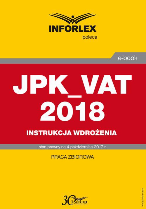 The cover of the book titled: JPK_VAT 2018 Instrukcja wdrożenia