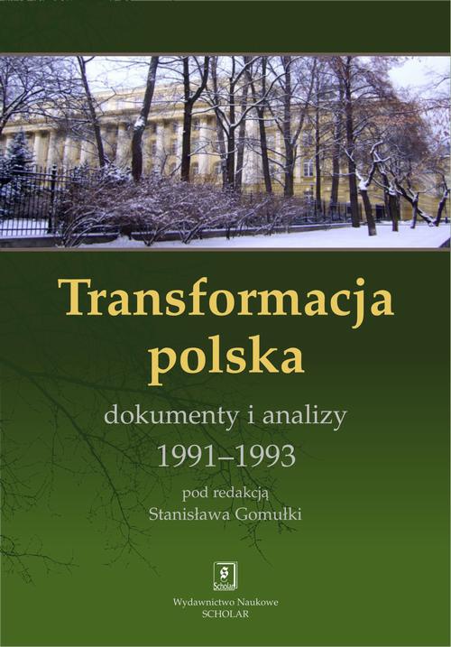 Обложка книги под заглавием:Transformacja polska Dokumnety i analizy 1991 - 1993