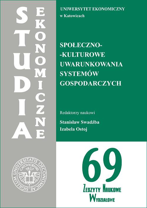 Okładka książki o tytule: Społeczno-kulturowe uwarunkowania systemów gospodarczych. SE 69