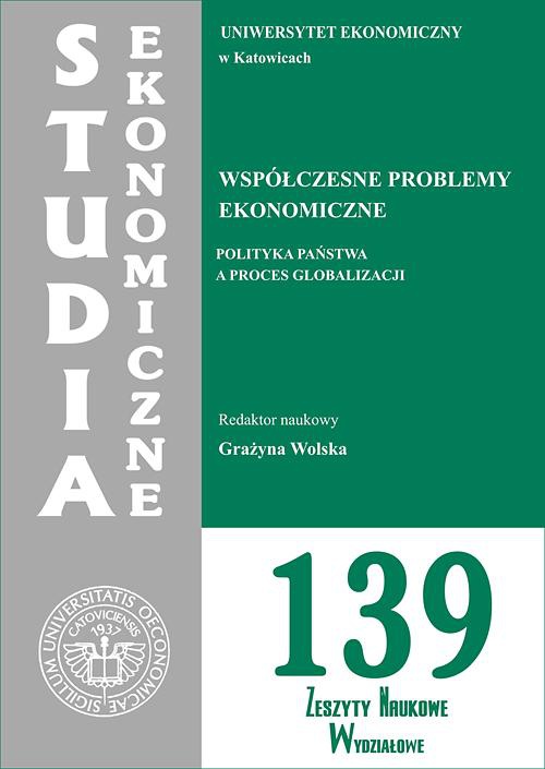 Обложка книги под заглавием:Współczesne problemy ekonomiczne. Polityka państwa a proces globalizacji. SE 139