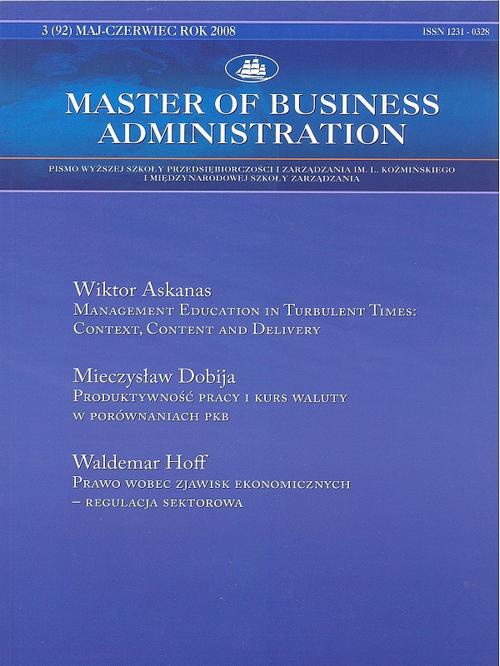 Okładka książki o tytule: Master of Business Administration - 2008 - 3