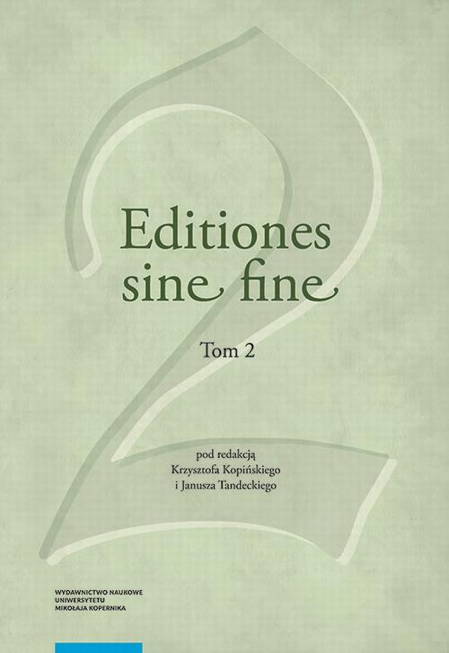 Okładka książki o tytule: Editiones sine fine. Tom 2