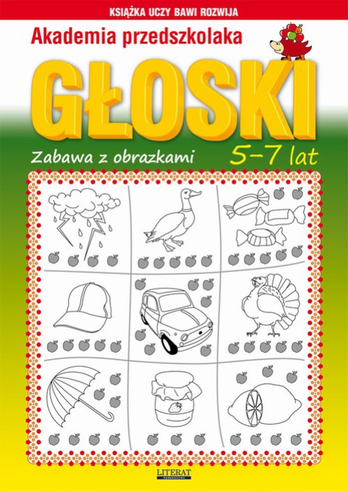 Okładka książki o tytule: Akademia przedszkolaka. Głoski. Zabawy z obrazkami. 5-7 lat