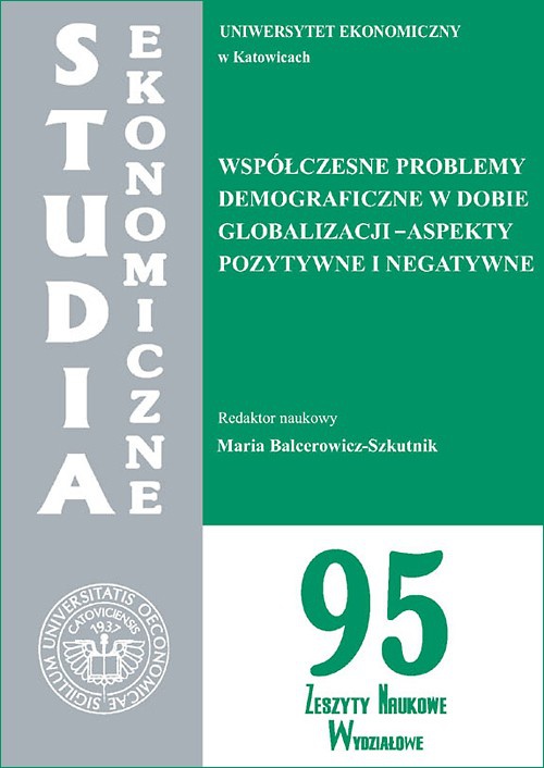 Okładka:Współczesne problemy demograficzne w dobie globalizacji - aspekty pozytywne i negatywne. SE 95 
