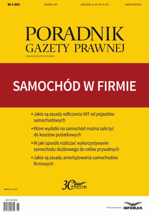 The cover of the book titled: Samochód w firmie (PGP 6/2017)
