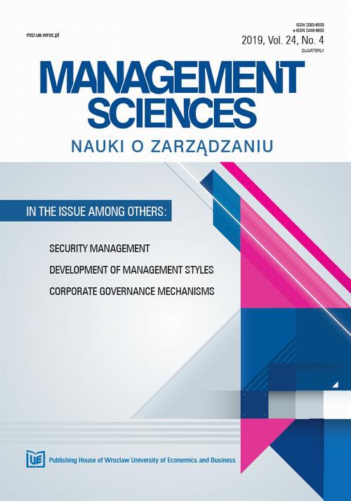 Okładka książki o tytule: Nauki o Zarządzaniu. Management Sciences 2019 4(24)