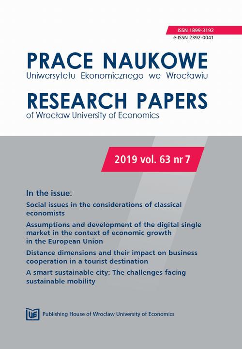 The cover of the book titled: Prace Naukowe Uniwersytetu Ekonomicznego we Wrocławiu 63/7. Social issues in the considerations of classical economists