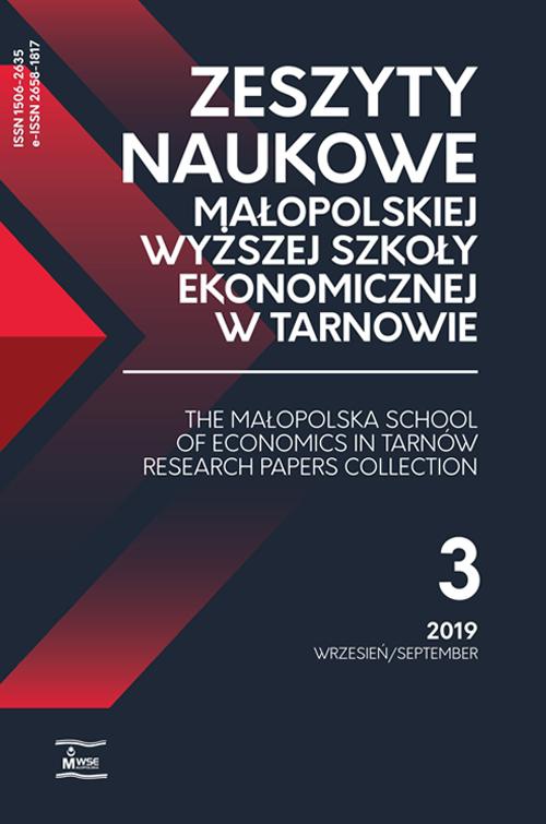 Okładka książki o tytule: Zeszyty Naukowe Małopolskiej Wyższej Szkoły Ekonomicznej w Tarnowie 3/2019