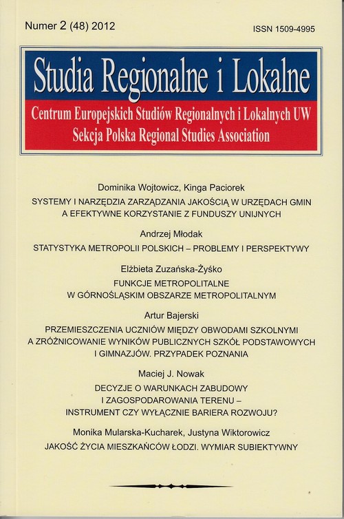 Okładka książki o tytule: Studia Regionalne i Lokalne nr 2(48)/2012