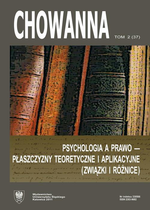 The cover of the book titled: „Chowanna” 2011, R. 54 (67), T. 2 (37): Psychologia a prawo – płaszczyzny teoretyczne i aplikacyjne (związki i różnice)