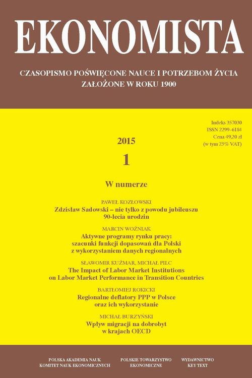 Обложка книги под заглавием:Ekonomista 2015 nr 1