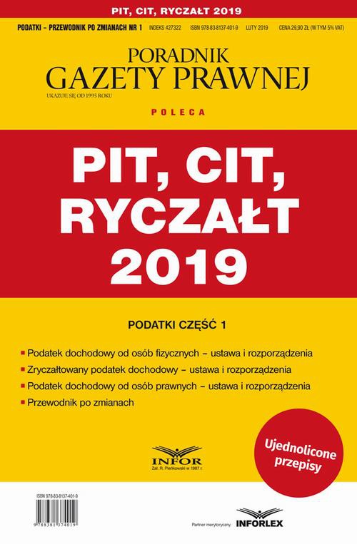 Okładka:PIT CIT Ryczałt 2019 