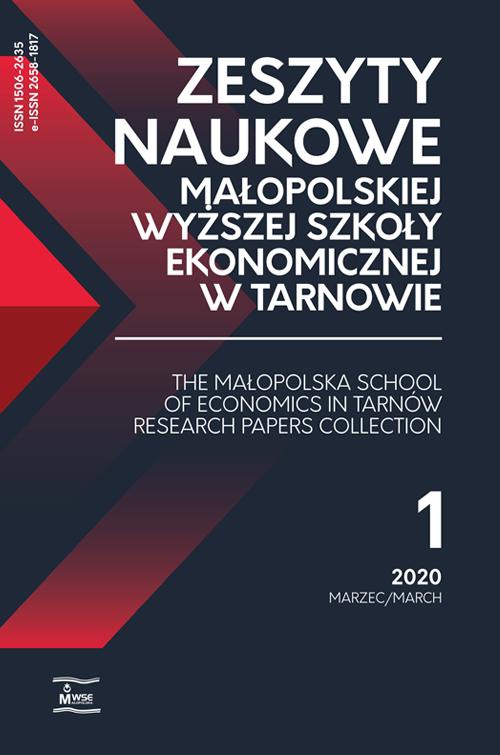 Okładka książki o tytule: Zeszyty Naukowe Małopolskiej Wyższej Szkoły Ekonomicznej w Tarnowie 1/2020