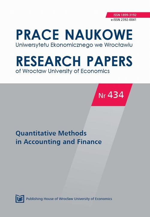 Okładka książki o tytule: Prace Naukowe Uniwersytetu Ekonomicznego we Wrocławiu nr. nr 434. Quantitative Methods in Accounting and Finance