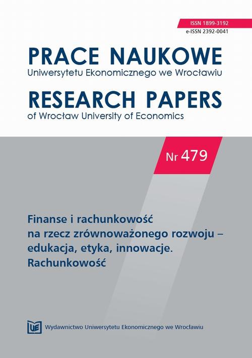 Обложка книги под заглавием:Prace Naukowe Uniwersytetu Ekonomicznego we Wrocławiu, nr 479