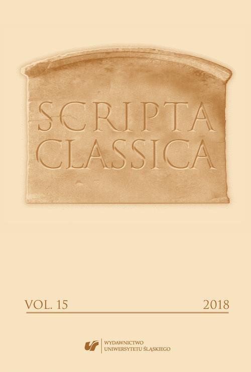 The cover of the book titled: „Scripta Classica” 2018. Vol. 15