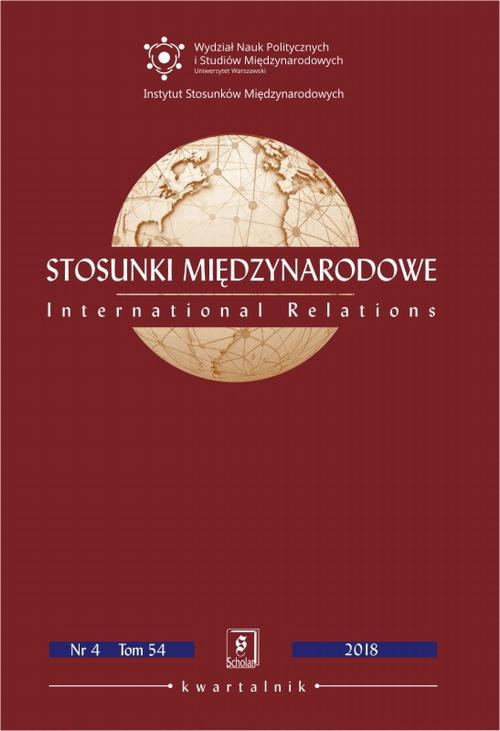The cover of the book titled: Stosunki Międzynarodowe nr 4(54)/2018