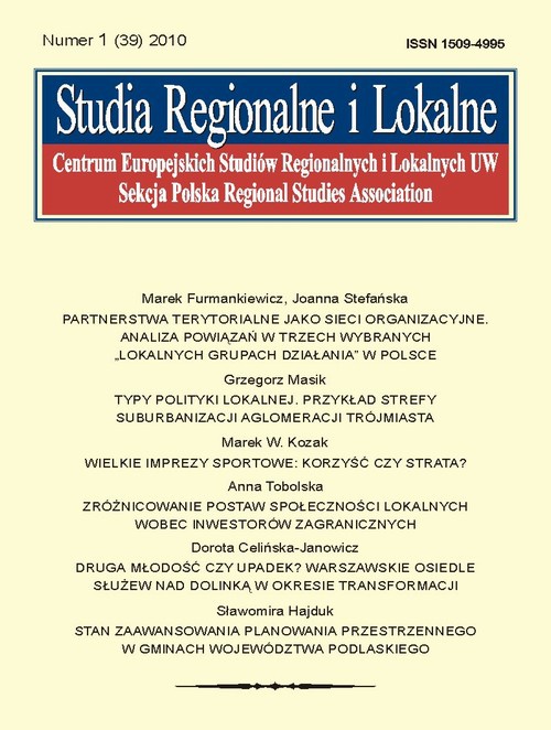 Okładka książki o tytule: Studia Regionalne i Lokalne nr 1(39)/2010