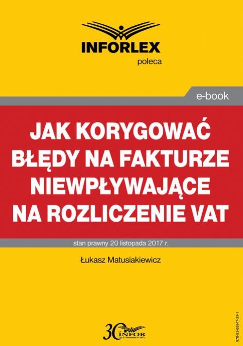Okładka książki o tytule: Jak korygować błędy na fakturze niewpływające na rozliczenie VAT