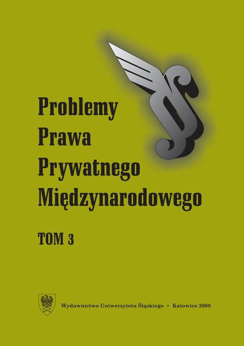 Okładka książki o tytule: „Problemy Prawa Prywatnego Międzynarodowego”. T. 3