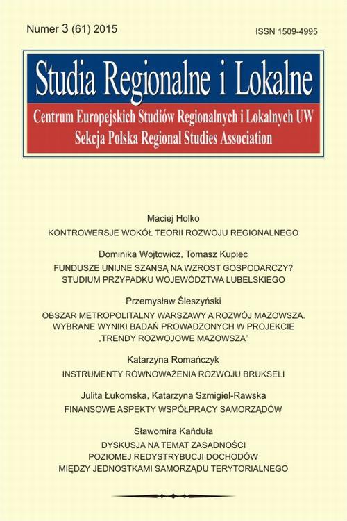 Okładka książki o tytule: Studia Regionalne i Lokalne nr 3(61)/2015