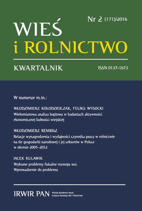 Okładka książki o tytule: Wieś i Rolnictwo nr 2(171)/2016