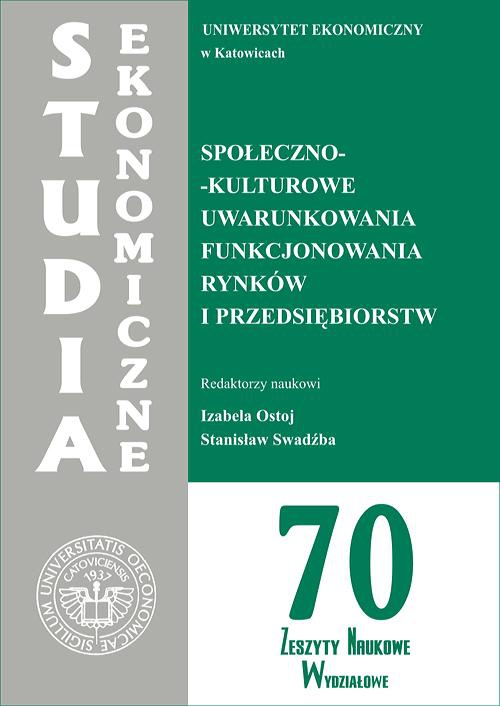 The cover of the book titled: Społeczno-kulturowe uwarunkowania funkcjonowania rynków i przedsiębiorstw. SE 70