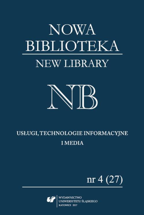 Обложка книги под заглавием:„Nowa Biblioteka. New Library. Usługi, Technologie Informacyjne i Media” 2017, nr 4 (27): Narzędzia i systemy komunikacji naukowej