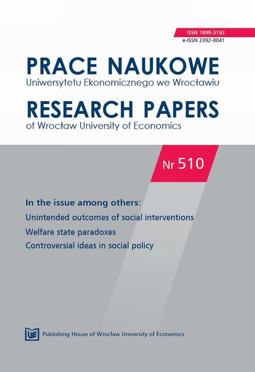 Обкладинка книги з назвою:Prace Naukowe Uniwersytetu Ekonomicznego we Wrocławiu nr. 510. Unintended outcomes of social interventions